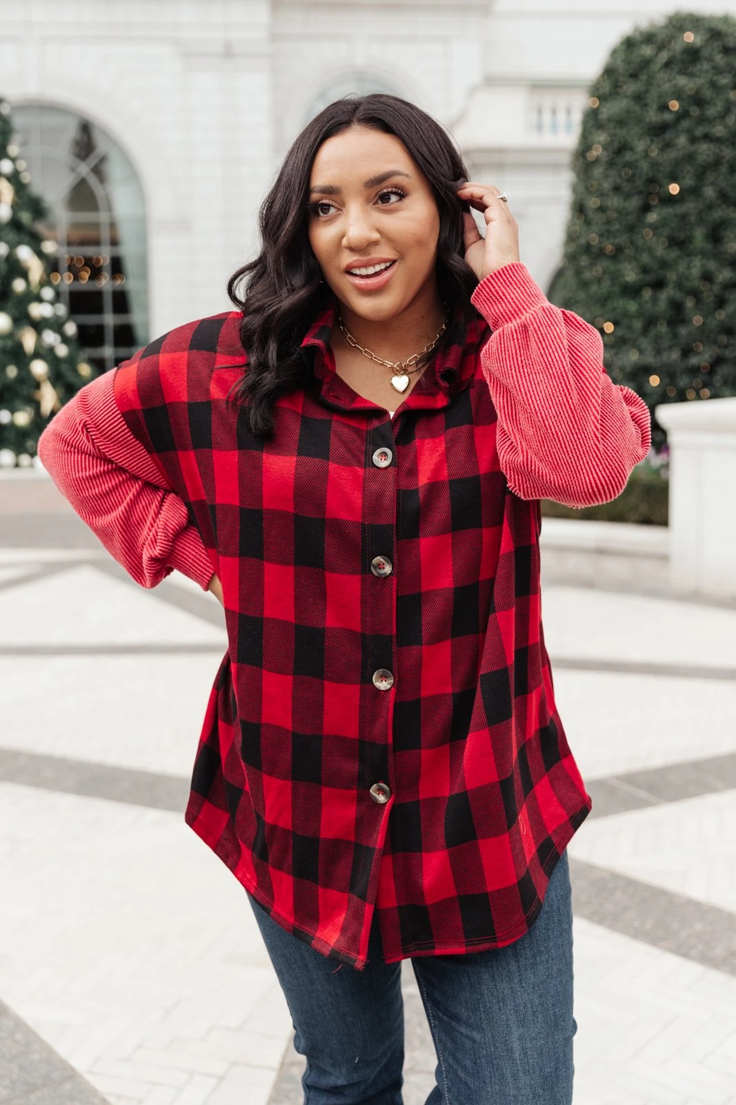 Ave Shops Plaided It Girl Shacket In Burgundy | Stylish Cardigan & Outerwear for Women 8 Ave Shops Plaided It Girl Shacket In Burgundy