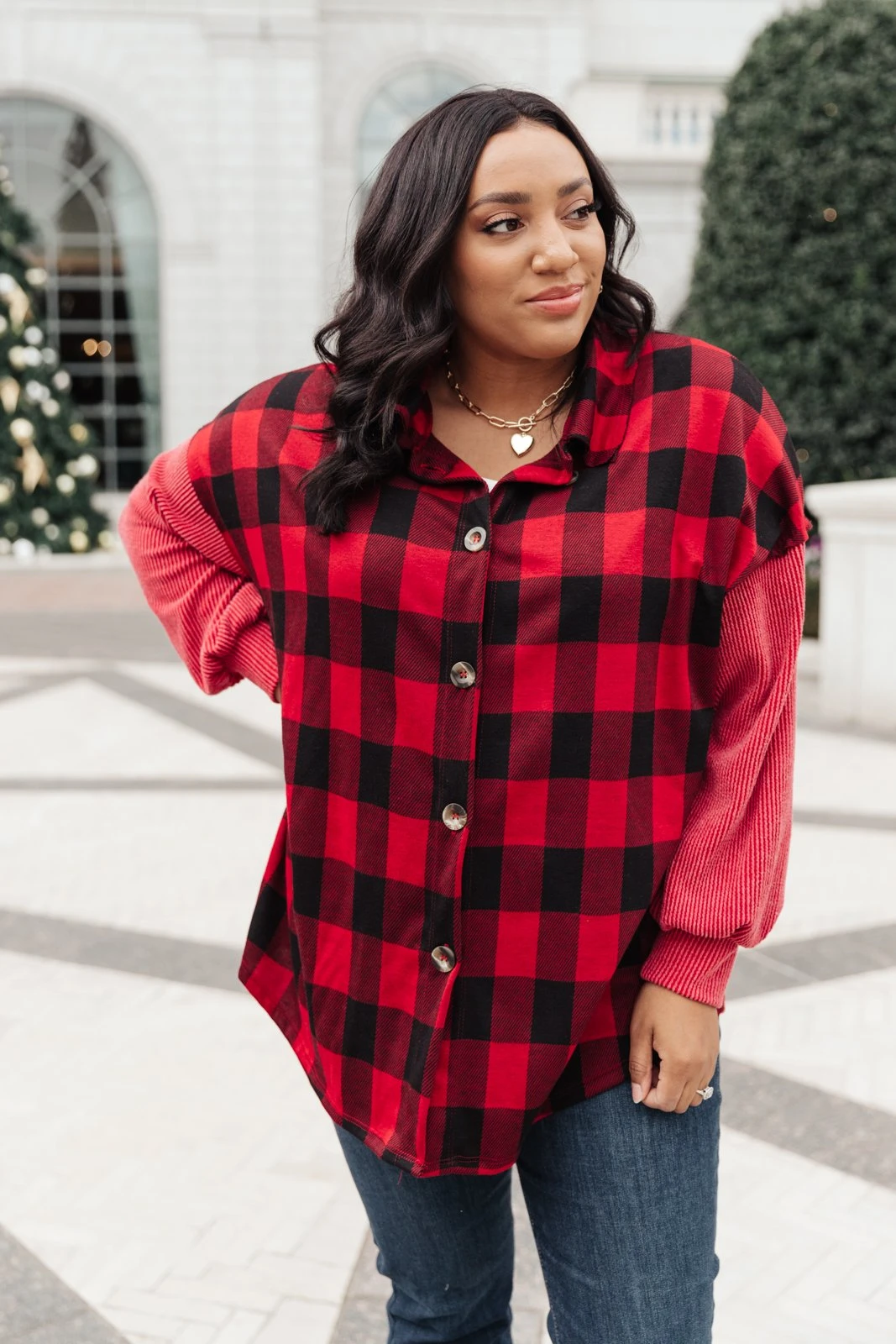 Ave Shops Plaided It Girl Shacket In Burgundy | Stylish Cardigan & Outerwear for Women 5 Ave Shops Plaided It Girl Shacket In Burgundy