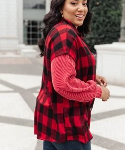 Ave Shops Plaided It Girl Shacket In Burgundy | Stylish Cardigan & Outerwear for Women 27 Ave Shops Plaided It Girl Shacket In Burgundy