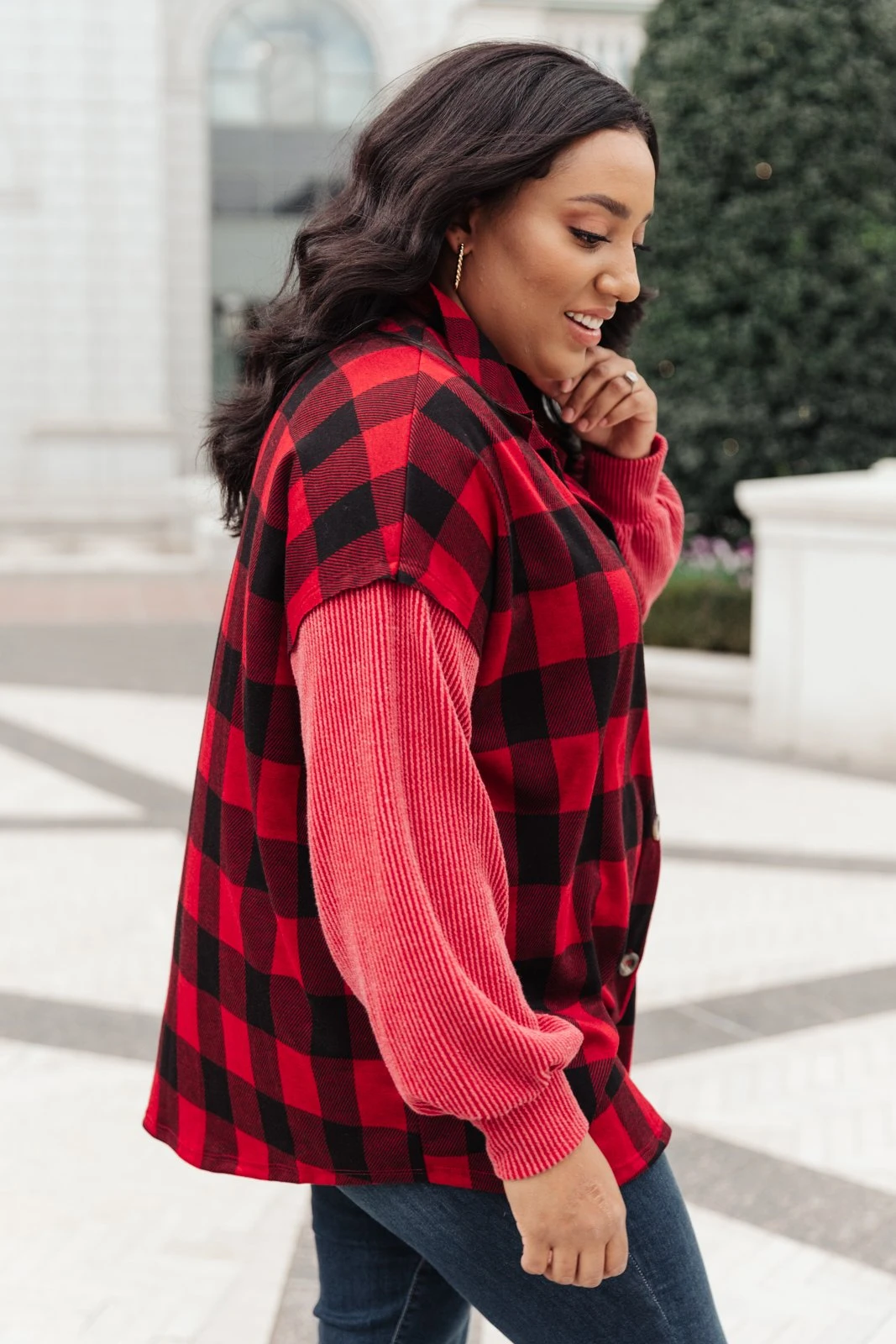 Ave Shops Plaided It Girl Shacket In Burgundy | Stylish Cardigan & Outerwear for Women 15 Ave Shops Plaided It Girl Shacket In Burgundy