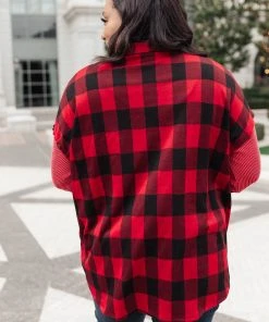 Ave Shops Plaided It Girl Shacket In Burgundy | Stylish Cardigan & Outerwear for Women 31 Ave Shops Plaided It Girl Shacket In Burgundy