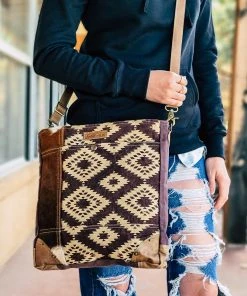 Sixtease Handbags & Wallets Plum Aztec & Cowhide Crossbody Handbag