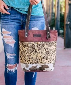 Sixtease Plum Vintage Cowhide Tote Handbag