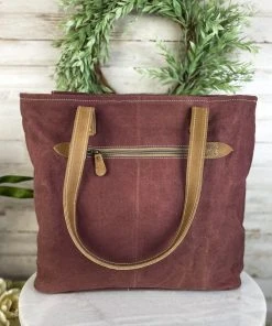 Sixtease Handbags & Wallets Dark Vintage Floral & Cowhide Tote Handbag