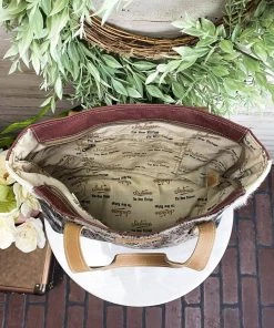 Sixtease Handbags & Wallets Dark Vintage Floral & Cowhide Tote Handbag