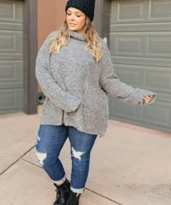 Ave Shops Popcorn And A Movie Sweater - Cozy Gray Cardigan for Women 17 Ave Shops Popcorn And A Movie Sweater In Gray Clothing