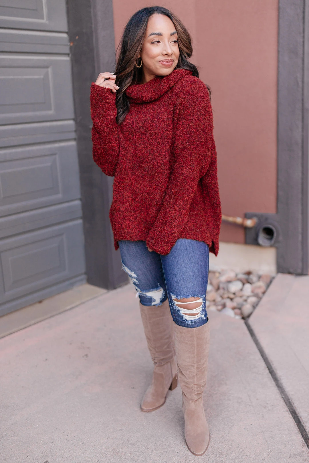 Ave Shops Popcorn And A Movie Sweater - Cozy Tomato Red Cardigan for Women 11 Ave Shops Popcorn And A Movie Sweater In Tomato Clothing