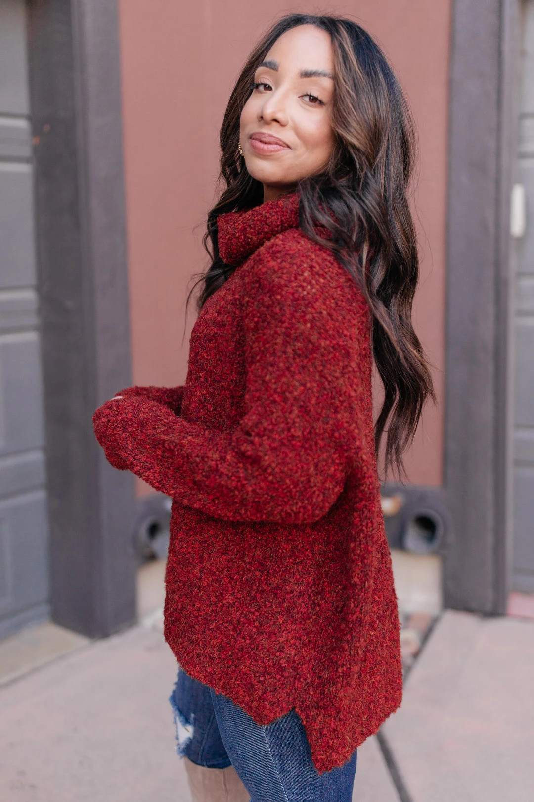 Ave Shops Popcorn And A Movie Sweater - Cozy Tomato Red Cardigan for Women 6 Ave Shops Popcorn And A Movie Sweater In Tomato Clothing