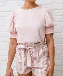 Ave Shops Prim & Pretty Gingham Tie Shorts New Arrivals