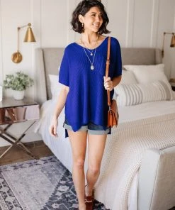 Ave Shops Pure Bliss Knit Top In Royal Clothing