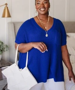 Ave Shops Pure Bliss Knit Top In Royal Clothing