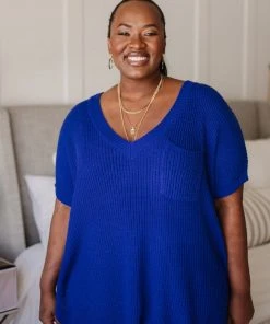 Ave Shops Pure Bliss Knit Top In Royal Clothing