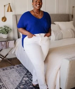 Ave Shops Pure Bliss Knit Top In Royal Clothing