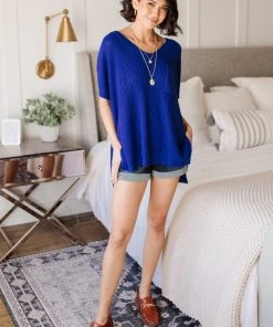 Ave Shops Pure Bliss Knit Top In Royal Clothing