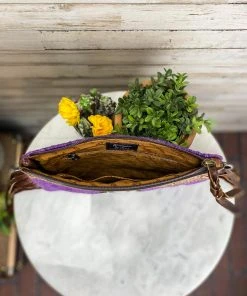 American Darling Purple Aztec Saddle Blanket & Floral Tooled Leather Crossbody