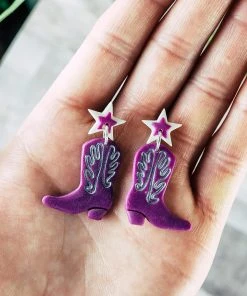 Ember Moon >> MEGA SALE << Purple Boot Clay Earrings