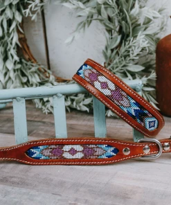 Shiloh Horse & Dog Purple & Blue Beaded Dog Collar