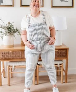 Ave Shops Railroad Stripe Overalls Bottoms & Jeans