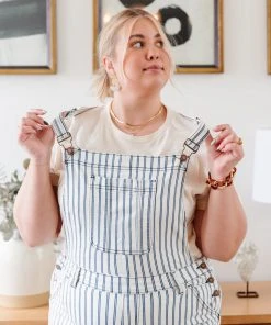 Ave Shops Railroad Stripe Overalls Bottoms & Jeans