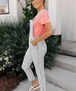 Ave Shops Railroad Stripe Overalls Bottoms & Jeans
