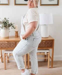 Ave Shops Railroad Stripe Overalls Bottoms & Jeans