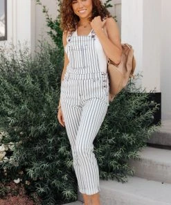 Ave Shops Railroad Stripe Overalls Bottoms & Jeans