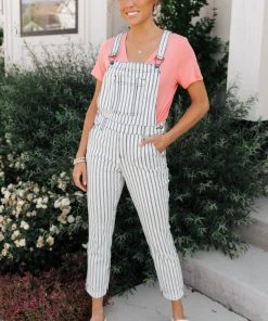 Ave Shops Railroad Stripe Overalls Bottoms & Jeans