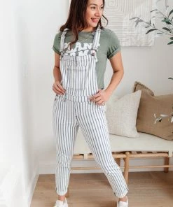 Ave Shops Railroad Stripe Overalls Bottoms & Jeans