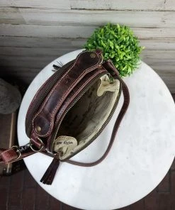 Sixtease Rainbow Splatter Cowhide Round Handbag