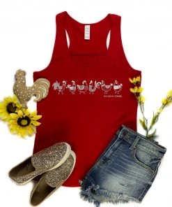 The Cinchy Cowgirl Red Chickens Graphic Tank