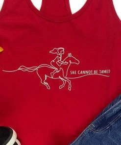 The Cinchy Cowgirl Red She Cannot Be Tamed Tank Top