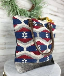 Sixtease Handbags & Wallets Red & Blue Aztec Tote/Handbag