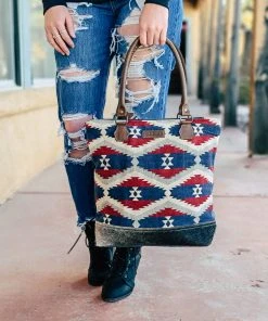 Sixtease Handbags & Wallets Red & Blue Aztec Tote/Handbag