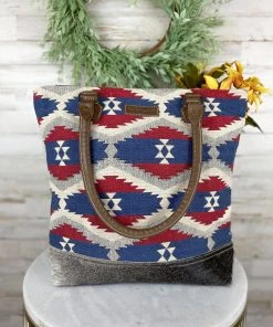 Sixtease Handbags & Wallets Red & Blue Aztec Tote/Handbag