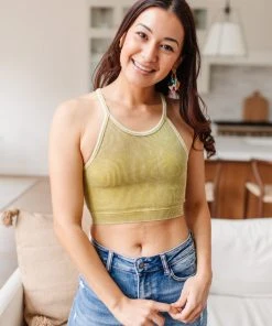 Ave Shops Short Sleeve Tops Rendezvous Crop Tank In Mustard