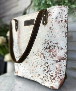 Sixtease Handbags & Wallets Rose Gold Cowhide Tote Handbag