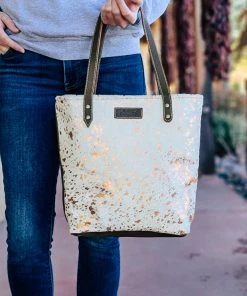 Sixtease Handbags & Wallets Rose Gold Cowhide Tote Handbag