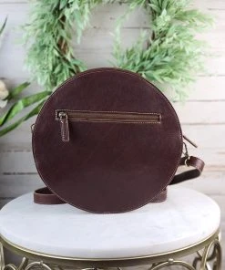 Myra Round Tooled Black & White Cowhide Wallet Purse