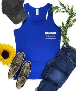 The Cinchy Cowgirl Royal Blue Hello Tack Hoarder Tank Top