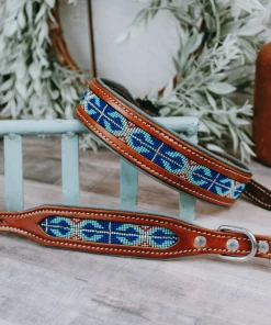 The Cinchy Cowgirl Royal Blue Beaded Dog Collar