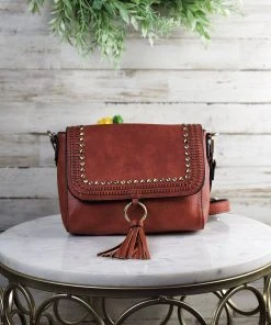 Jen & Co Rust Studded Crossbody Handbag
