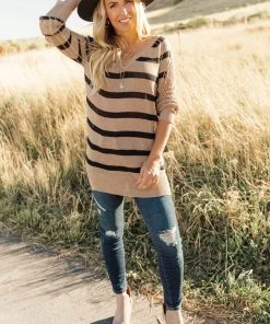 Ave Shops Safe And Sound Striped Top Long Sleeve Tops