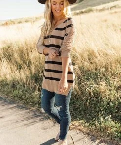 Ave Shops Safe And Sound Striped Top Long Sleeve Tops