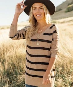 Ave Shops Safe And Sound Striped Top Long Sleeve Tops