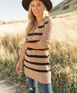 Ave Shops Safe And Sound Striped Top Long Sleeve Tops