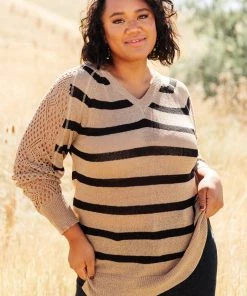 Ave Shops Safe And Sound Striped Top Long Sleeve Tops