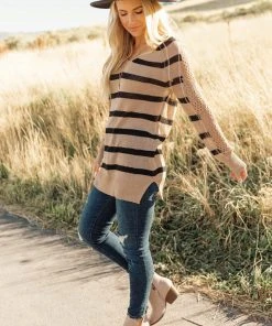 Ave Shops Safe And Sound Striped Top Long Sleeve Tops