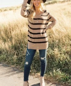 Ave Shops Safe And Sound Striped Top Long Sleeve Tops