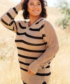 Ave Shops Safe And Sound Striped Top Long Sleeve Tops