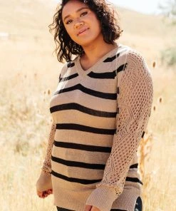 Ave Shops Safe And Sound Striped Top Long Sleeve Tops